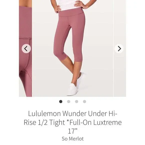 Lululemon Wunder Under Hi-Rise 1/2 Tight Full-On Luxtreme 17" size 8 So Merlot - Picture 7 of 8
